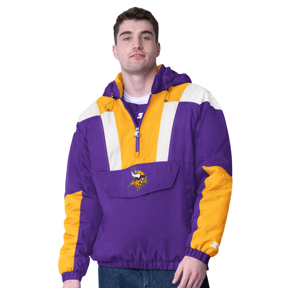 Men's Starter Purple Minnesota Vikings Half-Zip Pullover Hoodie Jacket