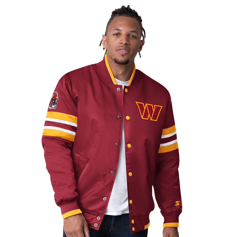 Men's Starter  Burgundy Washington Commanders Scout I Full-Snap Varsity Jacket