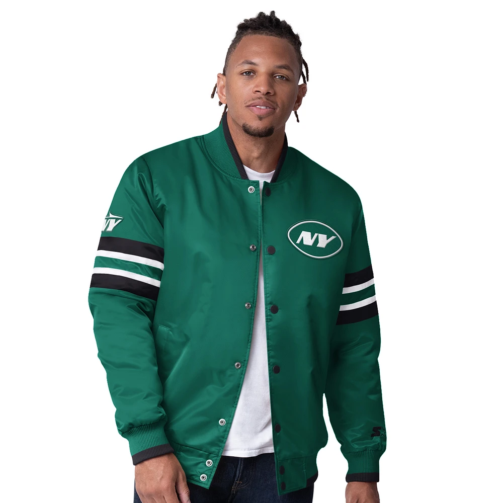 Men's Starter  Green New York Jets Scout I Full-Snap Varsity Jacket