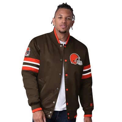 Men's Starter Brown Cleveland Browns Scout I Full-Snap Varsity Jacket