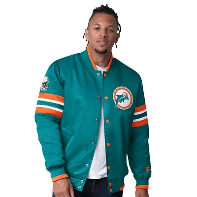 Men's Starter  Aqua Miami Dolphins Vintage Logo Scout I Full-Snap Varsity Jacket