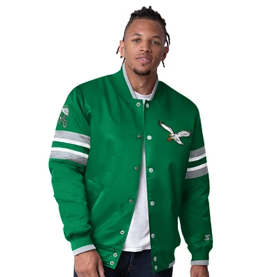 Men's Starter  Green Philadelphia Eagles Vintage Logo Scout I Full-Snap Varsity Jacket