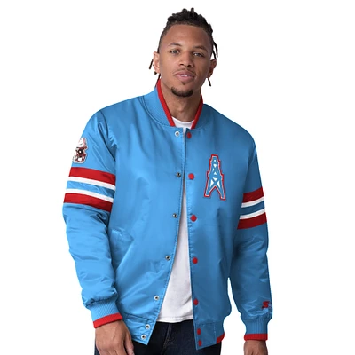 Men's Starter  Light Blue Houston Oilers Gridiron Classics Vintage Logo Scout I Full-Snap Varsity Jacket