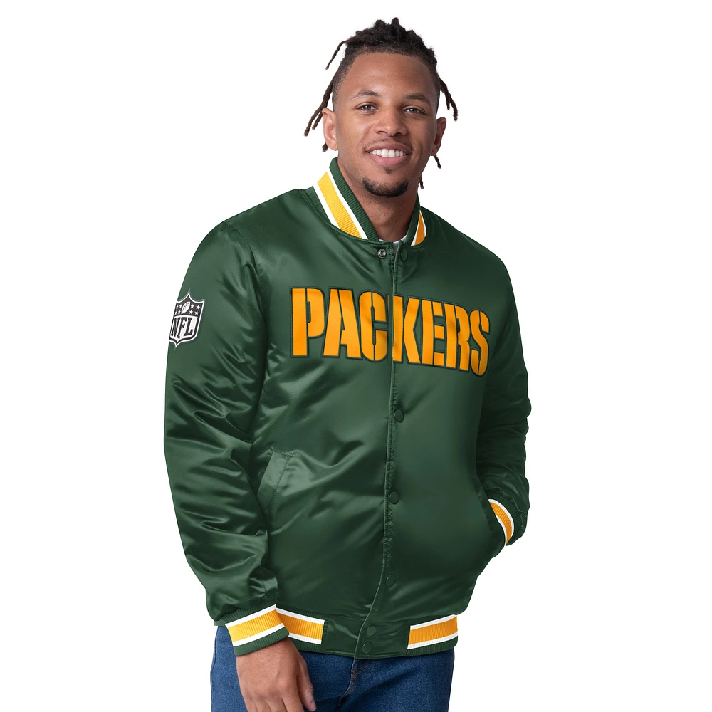 Men's Starter  Green Bay Packers Closer Reversible Satin Full-Zip Jacket