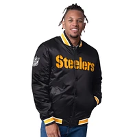 Men's Starter  Black Pittsburgh Steelers Closer Reversible Satin Full-Zip Jacket