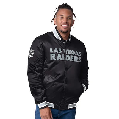 Men's Starter  Black/Silver Las Vegas Raiders Closer Reversible Satin Full-Snap Jacket