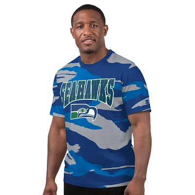 Men's Starter Royal/Gray Seattle Seahawks Thursday Night Gridiron Classics Vintage Logo T-Shirt