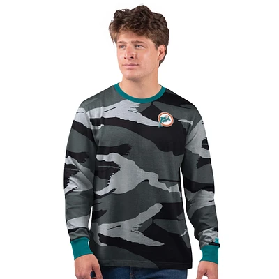 Men's Starter Gray/Charcoal Miami Dolphins Thursday Night Gridiron Vintage Logo Long Sleeve T-Shirt