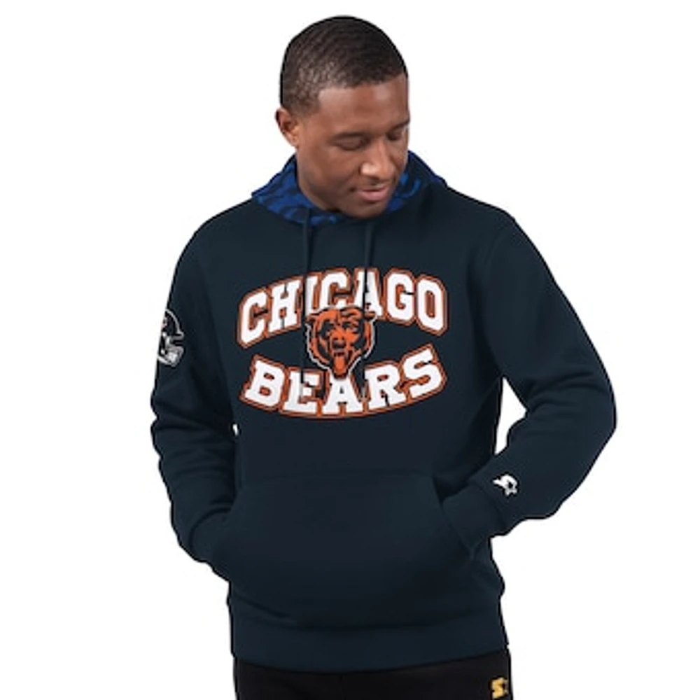 Men's Starter Navy Chicago Bears Thursday Night Gridiron Pullover Hoodie