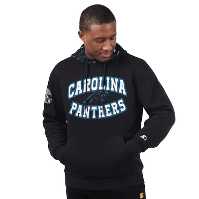 Men's Starter Black Carolina Panthers Thursday Night Gridiron Pullover Hoodie