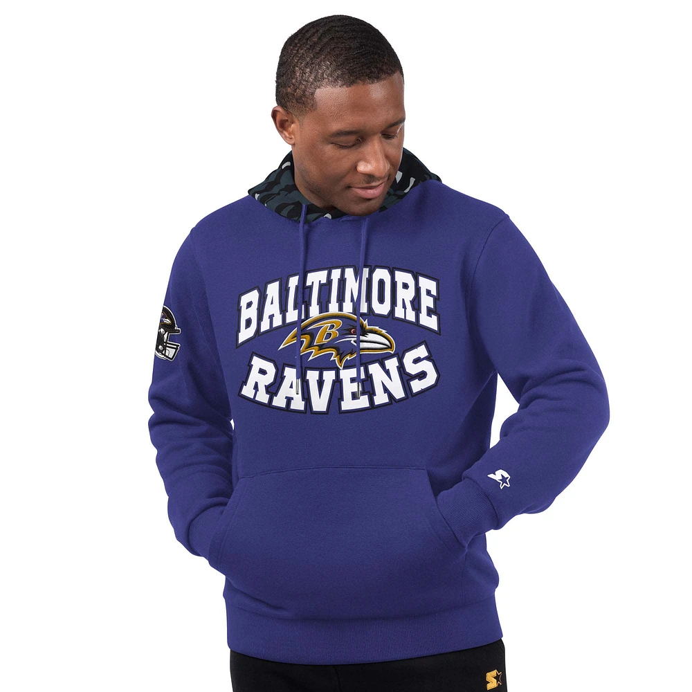 Men's Starter Purple Baltimore Ravens Thursday Night Gridiron Pullover Hoodie