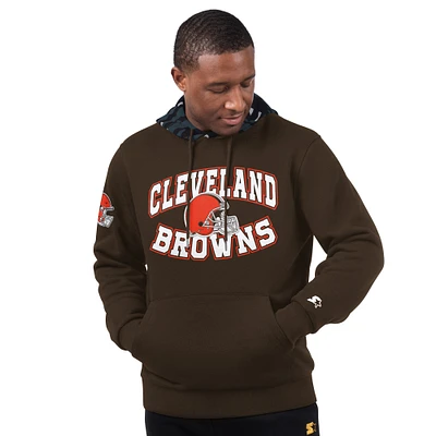 Men's Starter  Brown Cleveland Browns Thursday Night Gridiron Vintage Logo Pullover Hoodie