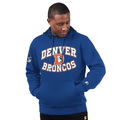 Men's Starter  Royal Denver Broncos Thursday Night Gridiron Vintage Logo Pullover Hoodie