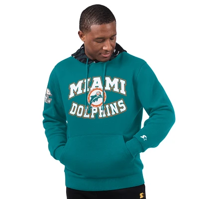 Men's Starter  Aqua Miami Dolphins Thursday Night Gridiron Vintage Logo Pullover Hoodie