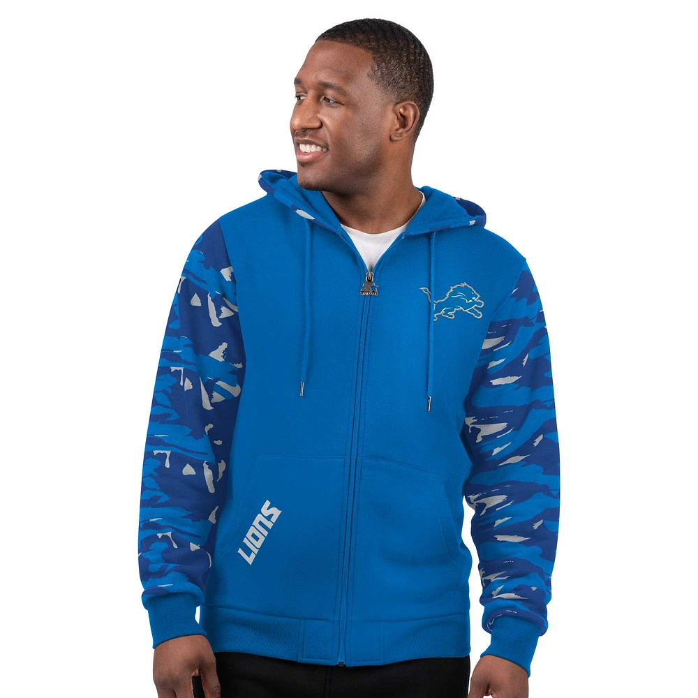 Men's Starter Blue Detroit Lions Thursday Night Gridiron Full-Zip Hoodie