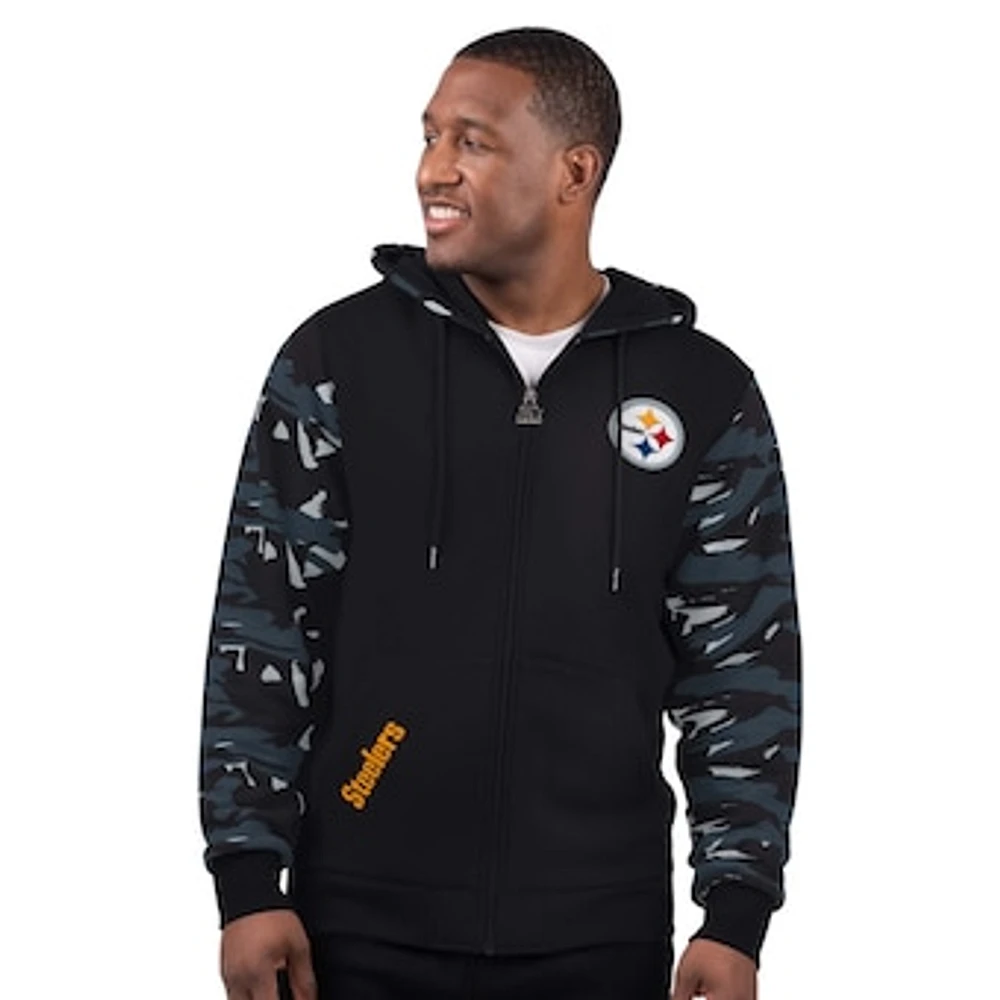 Men's Starter Black Pittsburgh Steelers Thursday Night Gridiron Full-Zip Hoodie