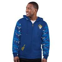 Men's Starter Royal Los Angeles Rams Thursday Night Gridiron Full-Zip Hoodie