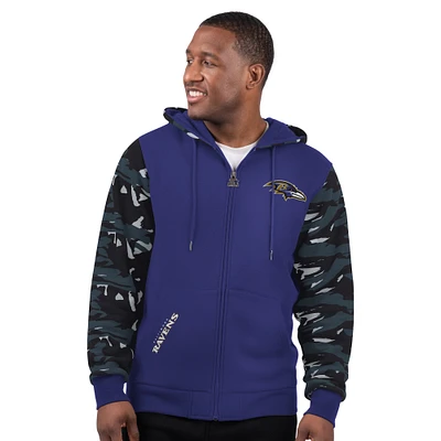 Men's Starter Purple Baltimore Ravens Thursday Night Gridiron Full-Zip Hoodie