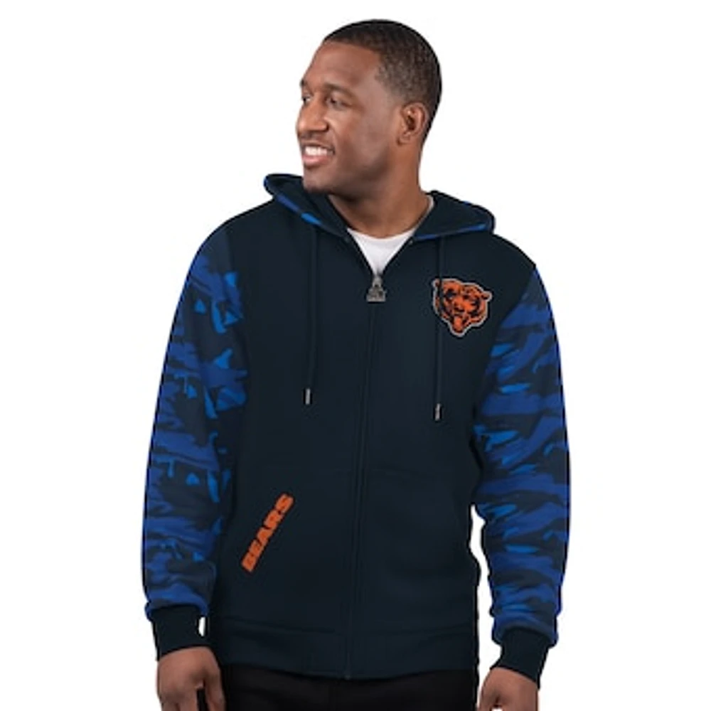 Men's Starter Navy Chicago Bears Thursday Night Gridiron Full-Zip Hoodie