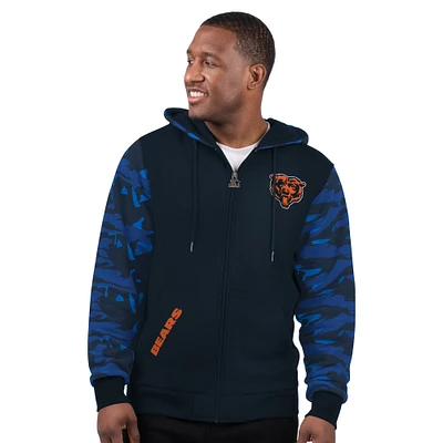 Men's Starter Navy Chicago Bears Thursday Night Gridiron Full-Zip Hoodie