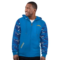 Men's Starter Powder Blue Los Angeles Chargers Thursday Night Gridiron Full-Zip Hoodie