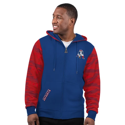 Men's Starter Navy New England Patriots Thursday Night Gridiron Vintage Logo Full-Zip Hoodie