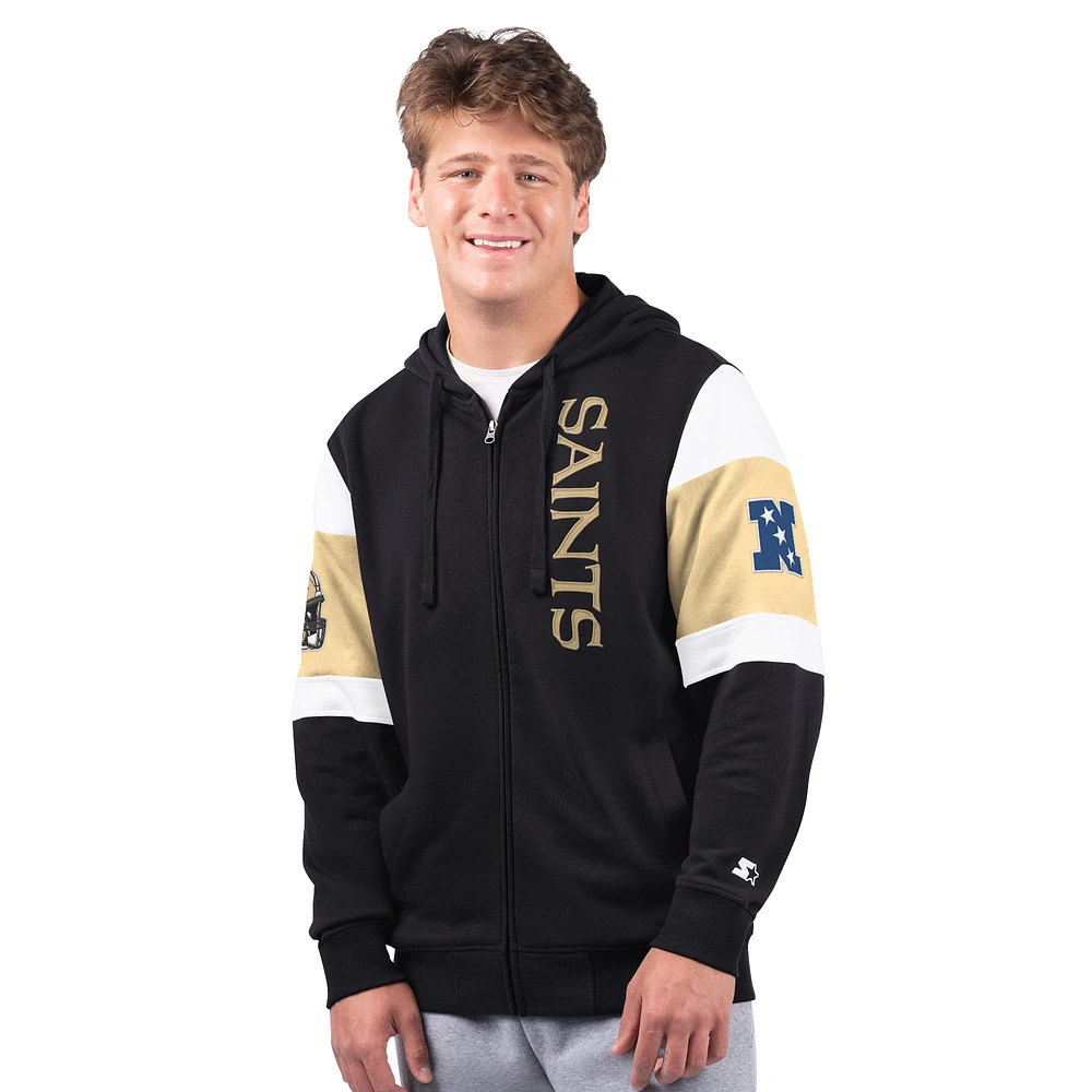 Men's Starter Black New Orleans Saints Extreme Full-Zip Hoodie