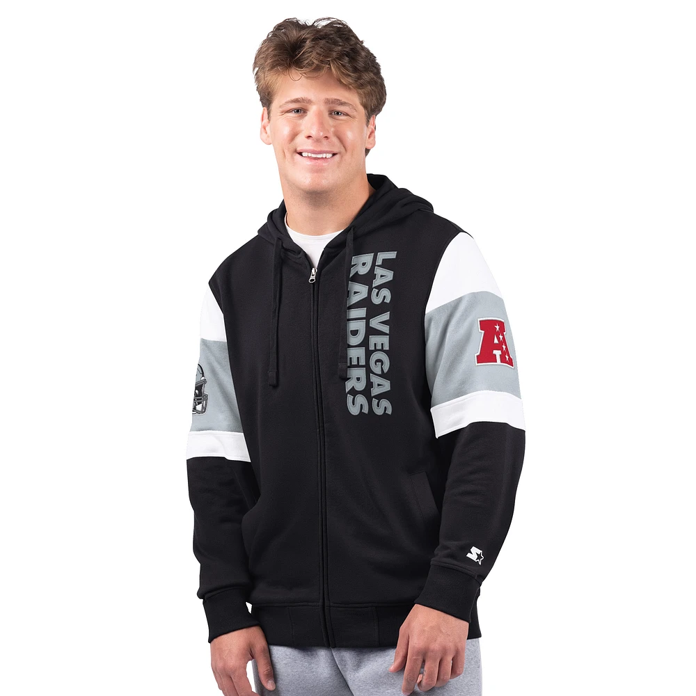 Men's Starter Black Las Vegas Raiders Extreme Full-Zip Hoodie