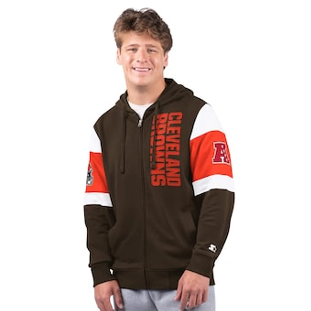 Men's Starter Brown Cleveland Browns Extreme Full-Zip Hoodie