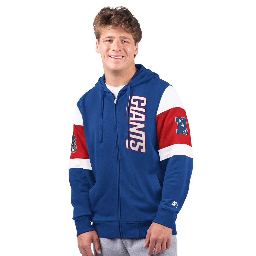 Men's Starter Royal New York Giants Extreme Full-Zip Hoodie