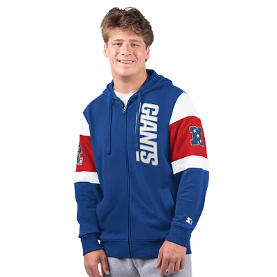 Men's Starter Royal New York Giants Extreme Vintage Logo Full-Zip Hoodie