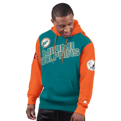 Men's Starter Aqua Miami Dolphins Extreme Vintage Logo Pullover Hoodie