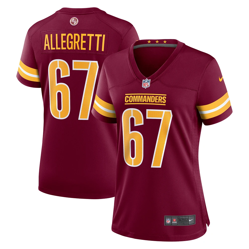 Women's Nike Nick Allegretti  Burgundy Washington Commanders Game Jersey