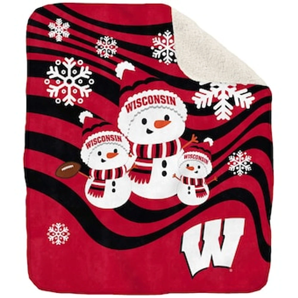 Wisconsin Badgers 50'' x 60'' Snowman Sherpa Blanket