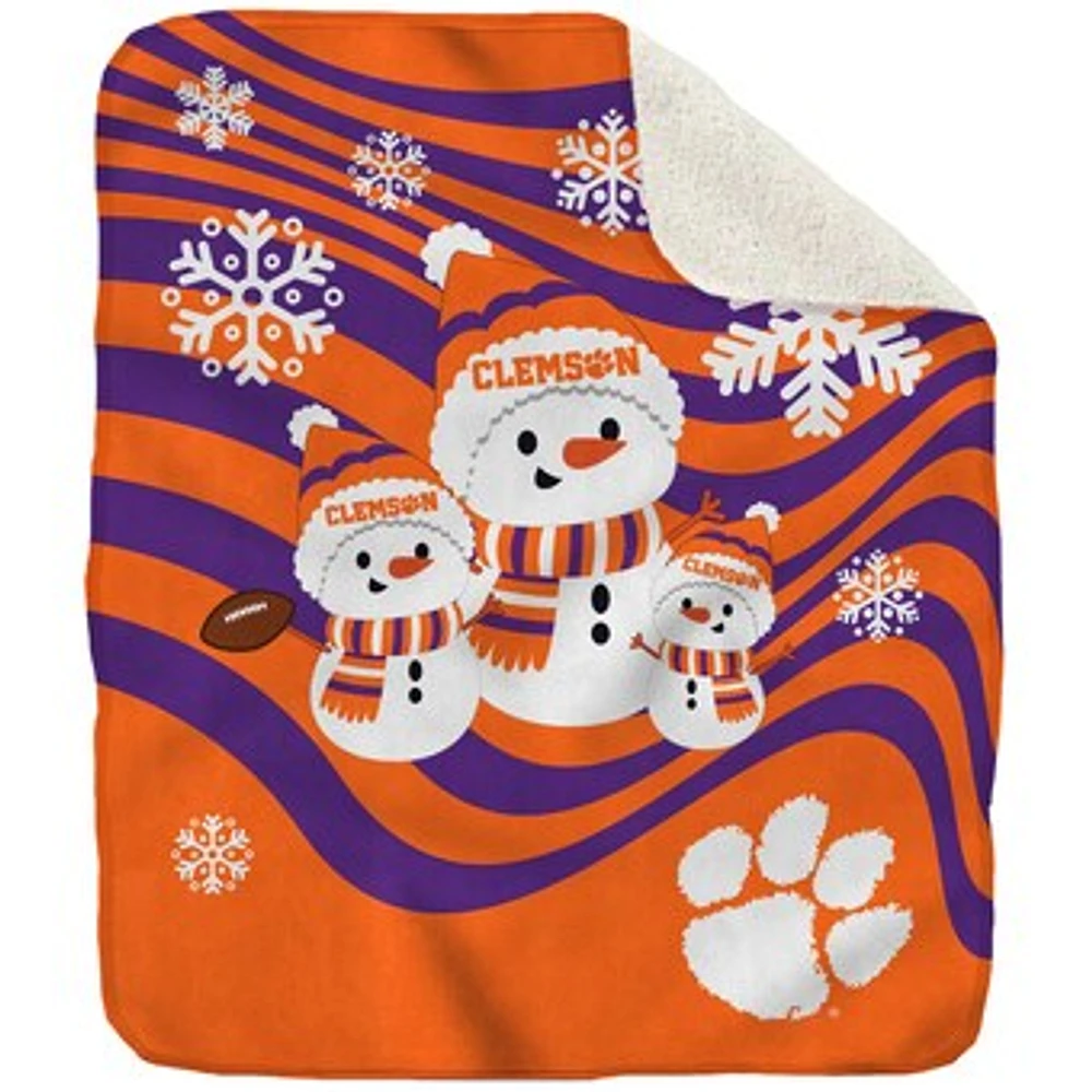 Clemson Tigers 50'' x 60'' Snowman Sherpa Blanket