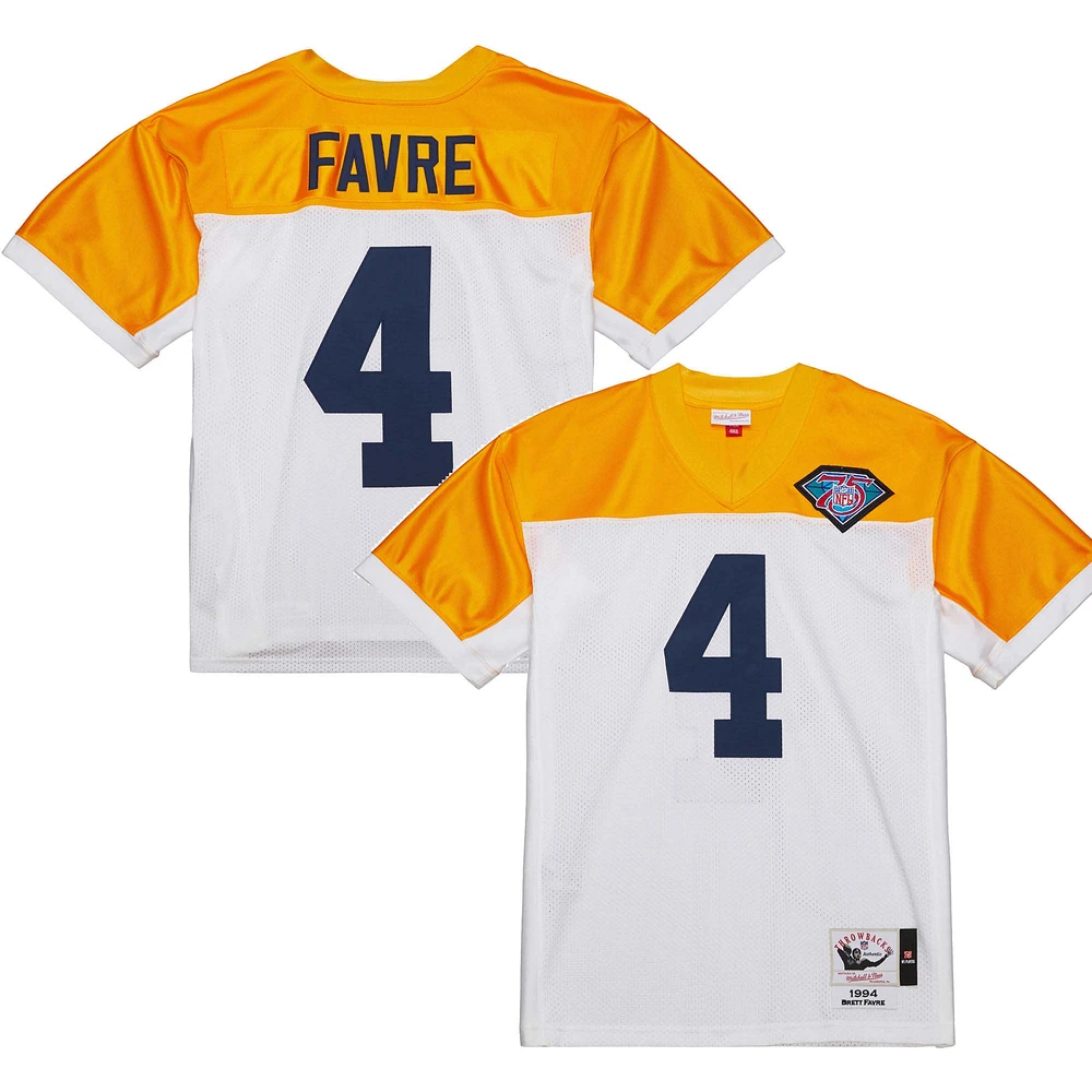 Men's Mitchell & Ness Brett Favre White Green Bay Packers 1994 Authentic Throwback Retired Player Jersey