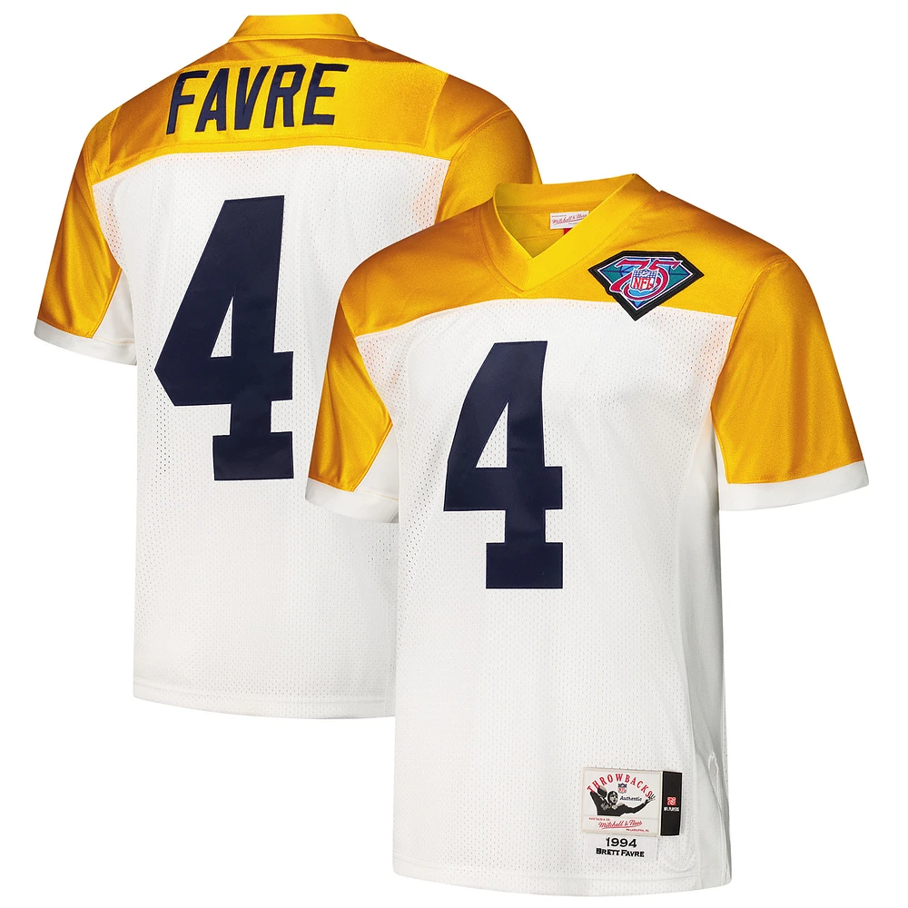 Men's Mitchell & Ness Brett Favre White Green Bay Packers 1994 Authentic Throwback Retired Player Jersey