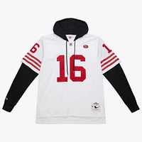 Men's Mitchell & Ness Joe Montana White San Francisco 49ers Player Name Number Hoodie Legacy Jersey