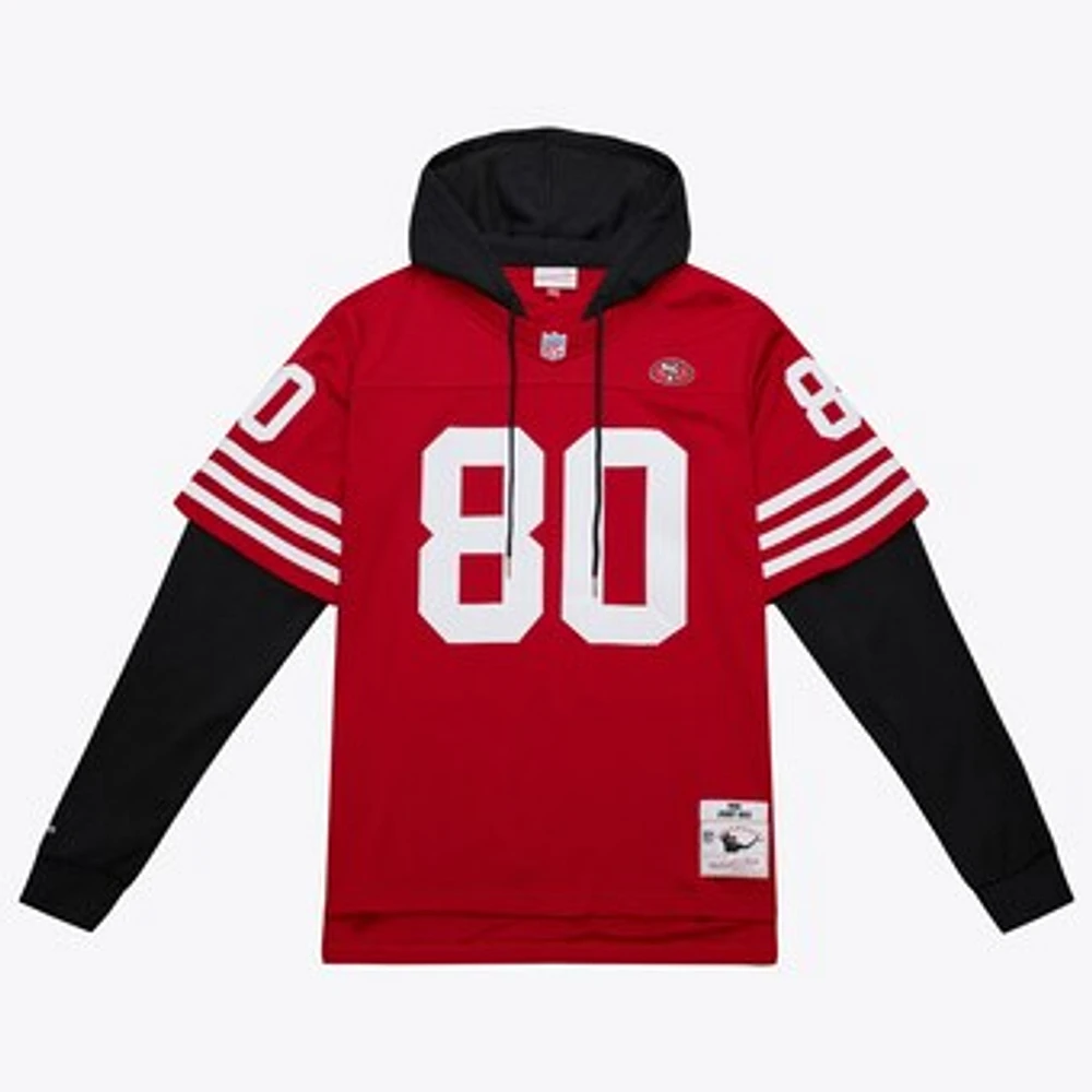 Men's Mitchell & Ness Jerry Rice Scarlet San Francisco 49ers Player Name Number Hoodie Legacy Jersey