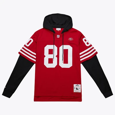 Men's Mitchell & Ness Jerry Rice Scarlet San Francisco 49ers Player Name Number Hoodie Legacy Jersey