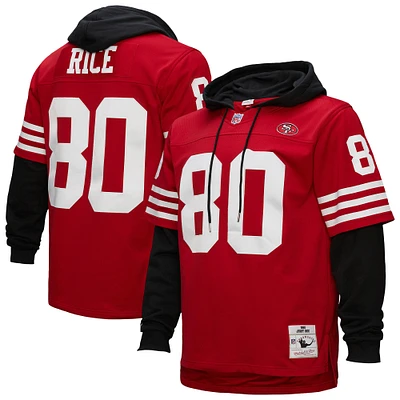 Men's Mitchell & Ness Jerry Rice Scarlet San Francisco 49ers Player Name Number Hoodie Legacy Jersey