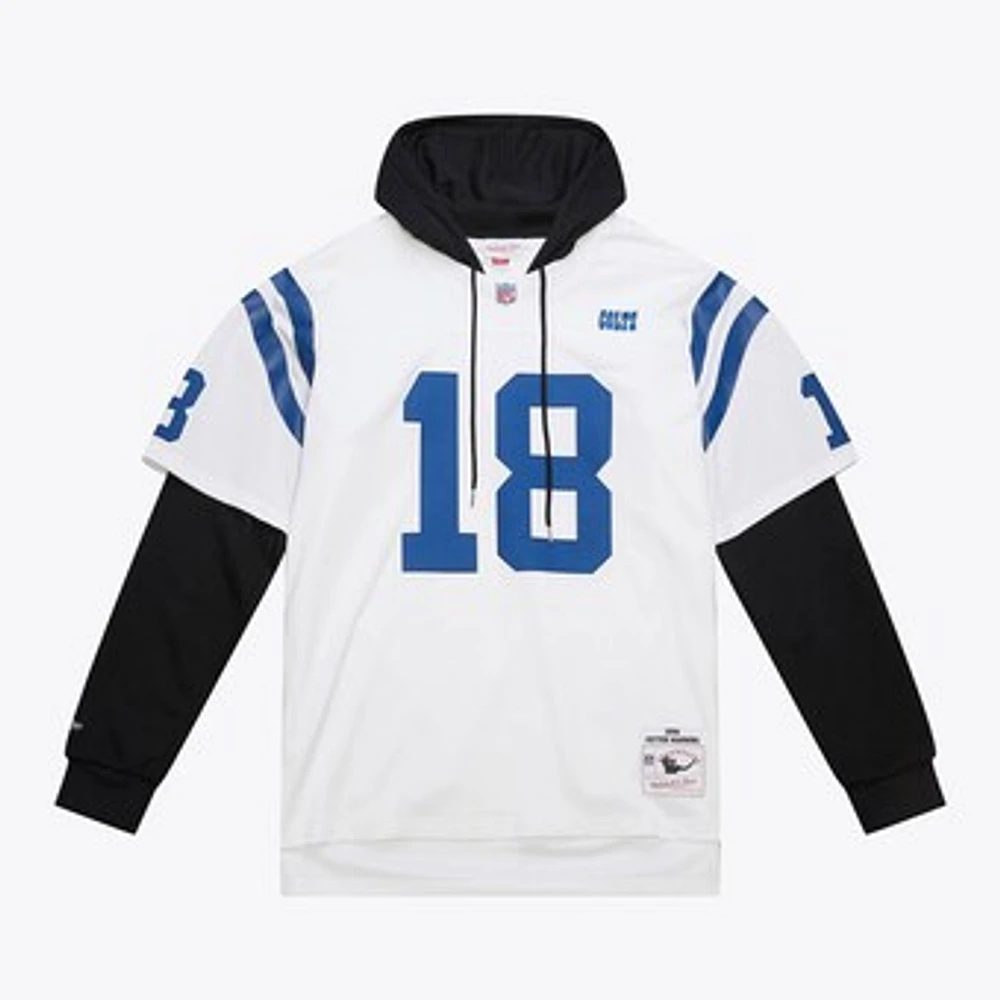 Men's Mitchell & Ness Peyton Manning White Indianapolis Colts Player Name & Number Hoodie Legacy Jersey