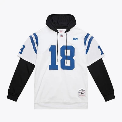 Men's Mitchell & Ness Peyton Manning White Indianapolis Colts Player Name & Number Hoodie Legacy Jersey