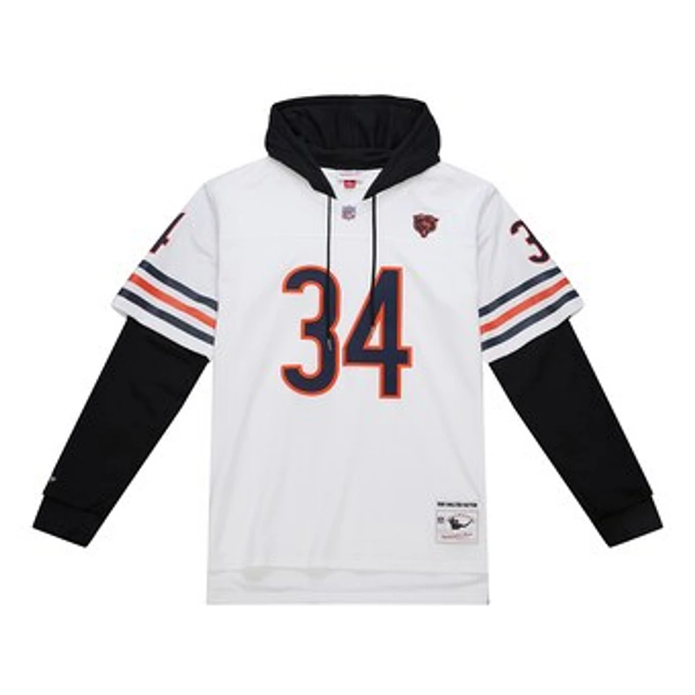 Men's Mitchell & Ness Walter Payton White Chicago Bears Player Name Number Hoodie Legacy Jersey