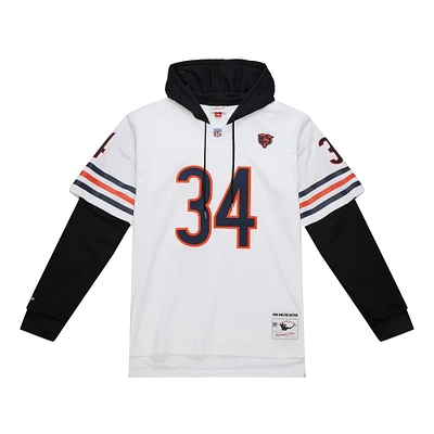 Men's Mitchell & Ness Walter Payton White Chicago Bears Player Name Number Hoodie Legacy Jersey