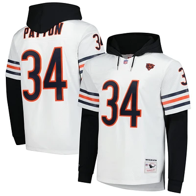 Men's Mitchell & Ness Walter Payton White Chicago Bears Player Name Number Hoodie Legacy Jersey