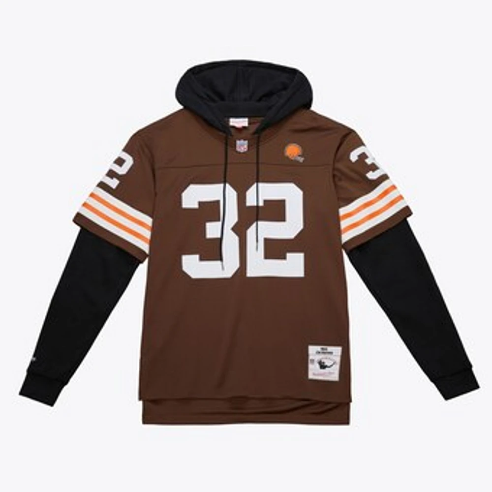 Men's Mitchell & Ness Jim Brown Cleveland Browns Player Name Number Hoodie Legacy Jersey