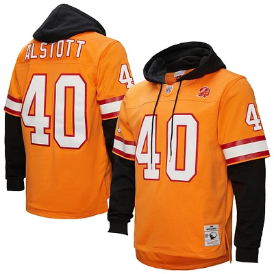 Men's Mitchell & Ness Mike Alstott Orange Tampa Bay Buccaneers Player Name Number Hoodie Legacy Jersey