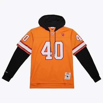 Men's Mitchell & Ness Mike Alstott Orange Tampa Bay Buccaneers Player Name Number Hoodie Legacy Jersey