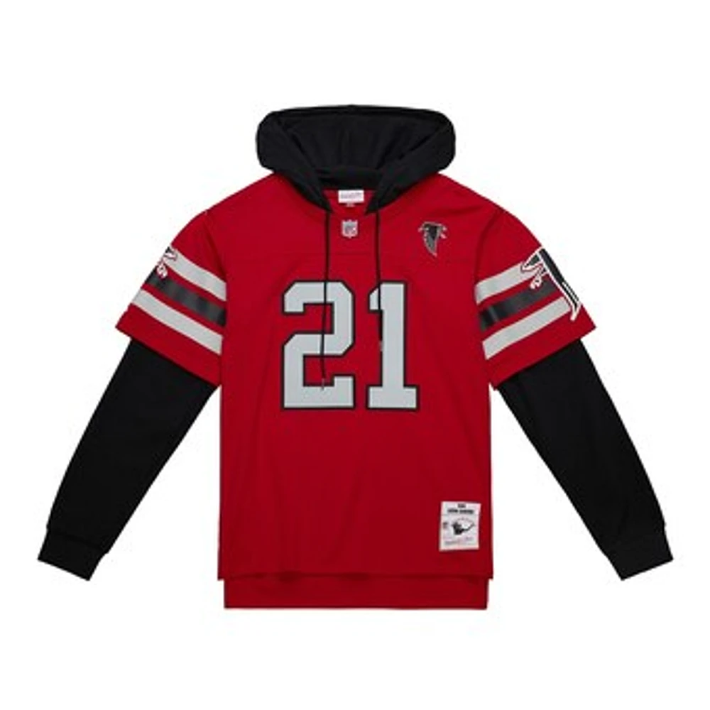 Men's Mitchell & Ness Deion Sanders Red Atlanta Falcons Player Name Number Hoodie Legacy Jersey